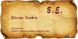 Biros Endre névjegykártya